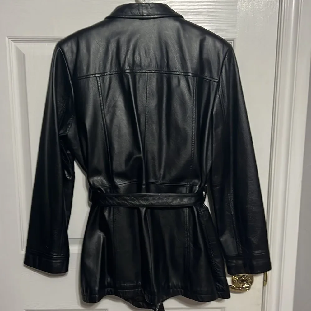 🔥🔥 WILSONS LEATHER Women’s Black Leather Jacket Thinsulate Zip Removable Liner